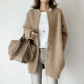 Cardigan long en mélange de laine à boutons-pression