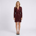 Women Sequin Wrap Blazer Dress – Long Sleeve Tie-Waist Mini Dress