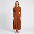 Wrap-Front Shirt Maxi Dress – Long Sleeve Collared Dress
