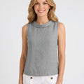 Sleeveless Linen Blend Top – Round Neck Relaxed Fit