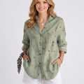 Women’s Floral Button Up Shirt – Long Sleeve Collared Blouse Style