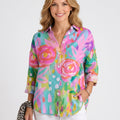 Women’s Printed Button Up Shirt – Long Sleeve Collared Blouse Style