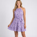 Mini Dress – Floral Halter Neck Tiered Style