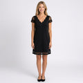 Mini Dress – Lace Sleeve Scalloped Neck Elegant Style
