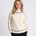 Sweater – High Neck Contrast Trim Relaxed Style