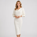 Knitted Midi Dress – Cowl Neck Long Sleeve Style