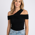 Asymmetric Off Shoulder Top – Draped Fitted Style