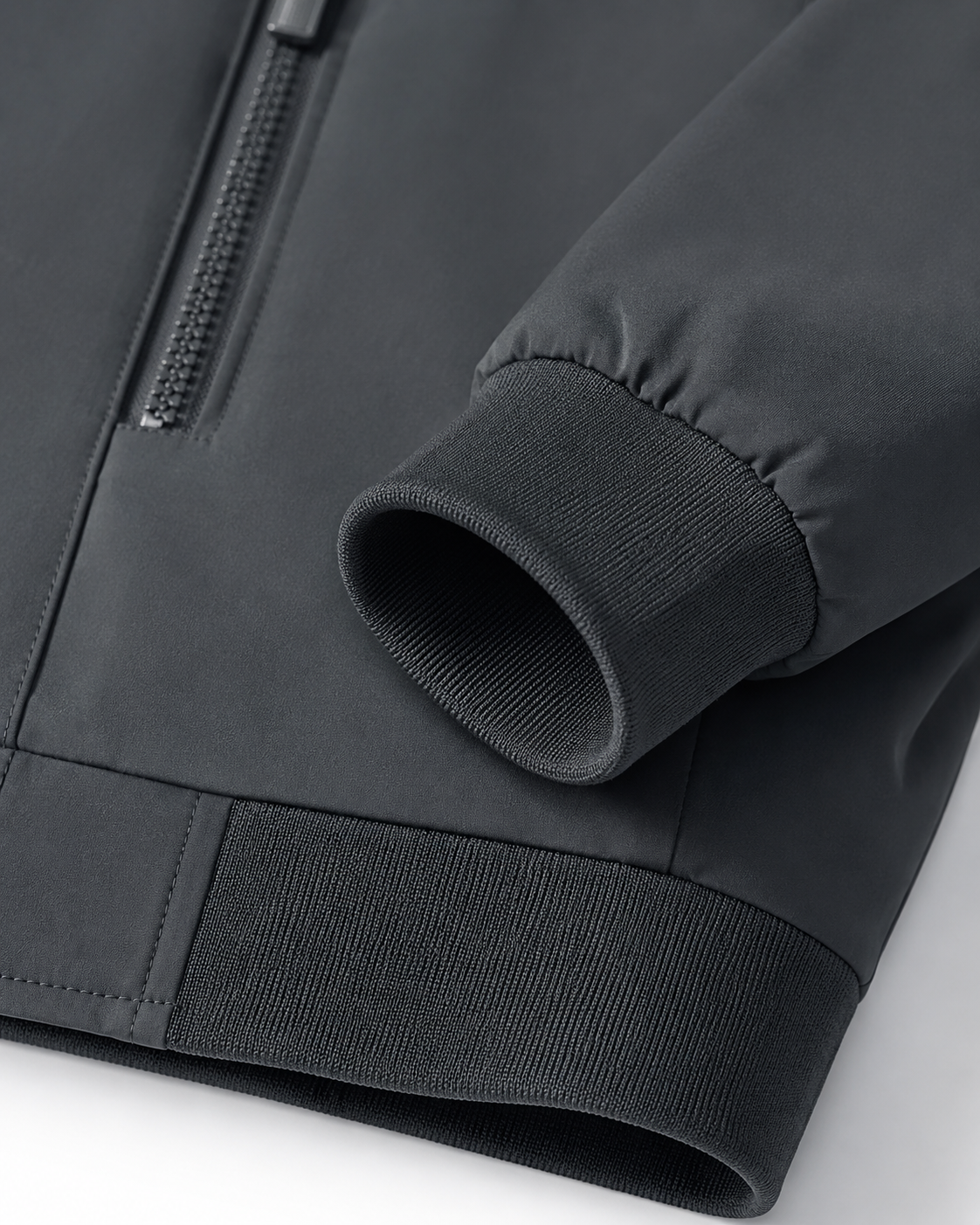 Men's solid stand collar bomber jacket with quilted lining and zipped pockets