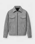Men's textured collared zip jacket with flap pockets and long sleeves
