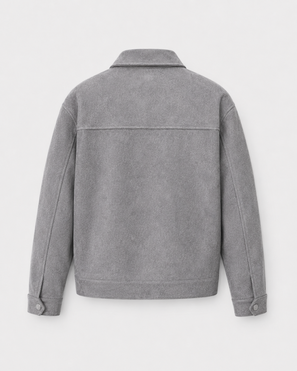 Men's textured collared zip jacket with flap pockets and long sleeves