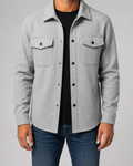 Men's brushed overshirt with pointed collar, snap front and flap chest pockets