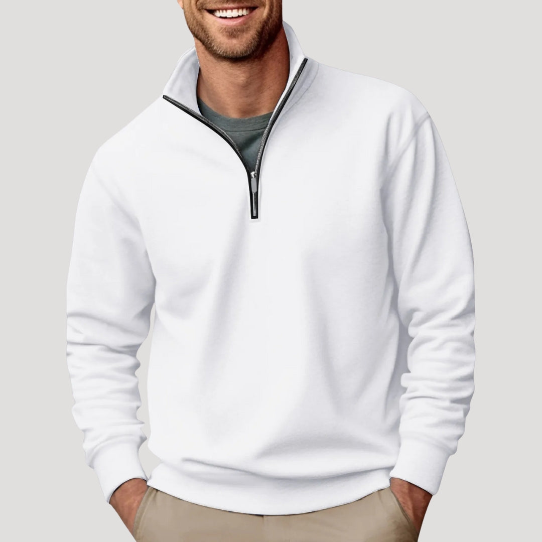 Men's Quarter Zip Stand Collar Pullover Sweatshirt