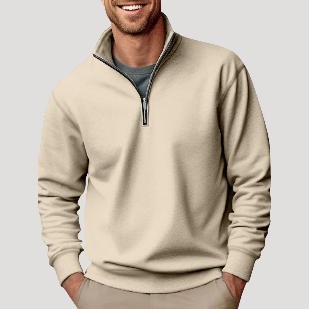 Men's Quarter Zip Stand Collar Pullover Sweatshirt