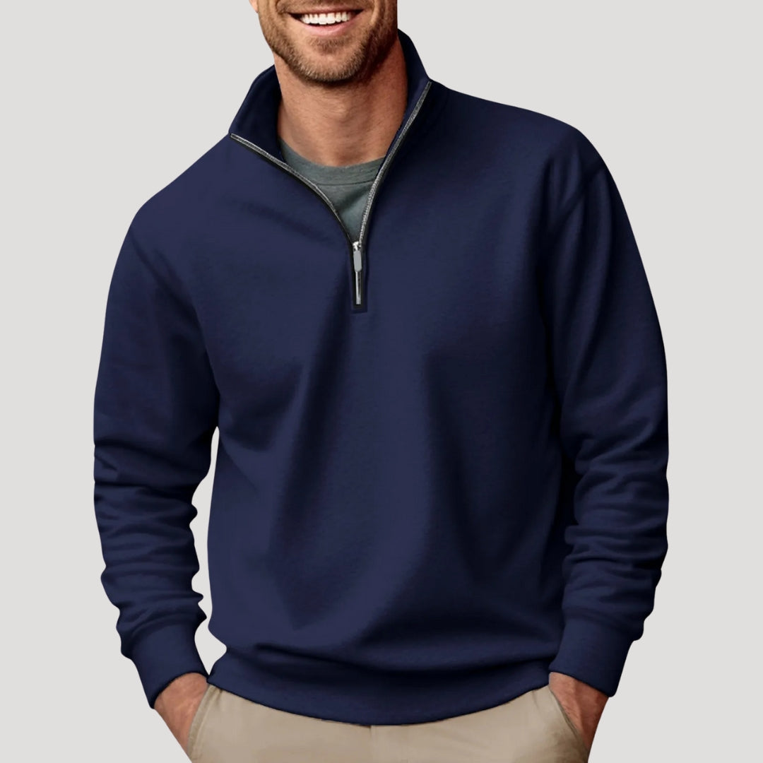 Men's Quarter Zip Stand Collar Pullover Sweatshirt