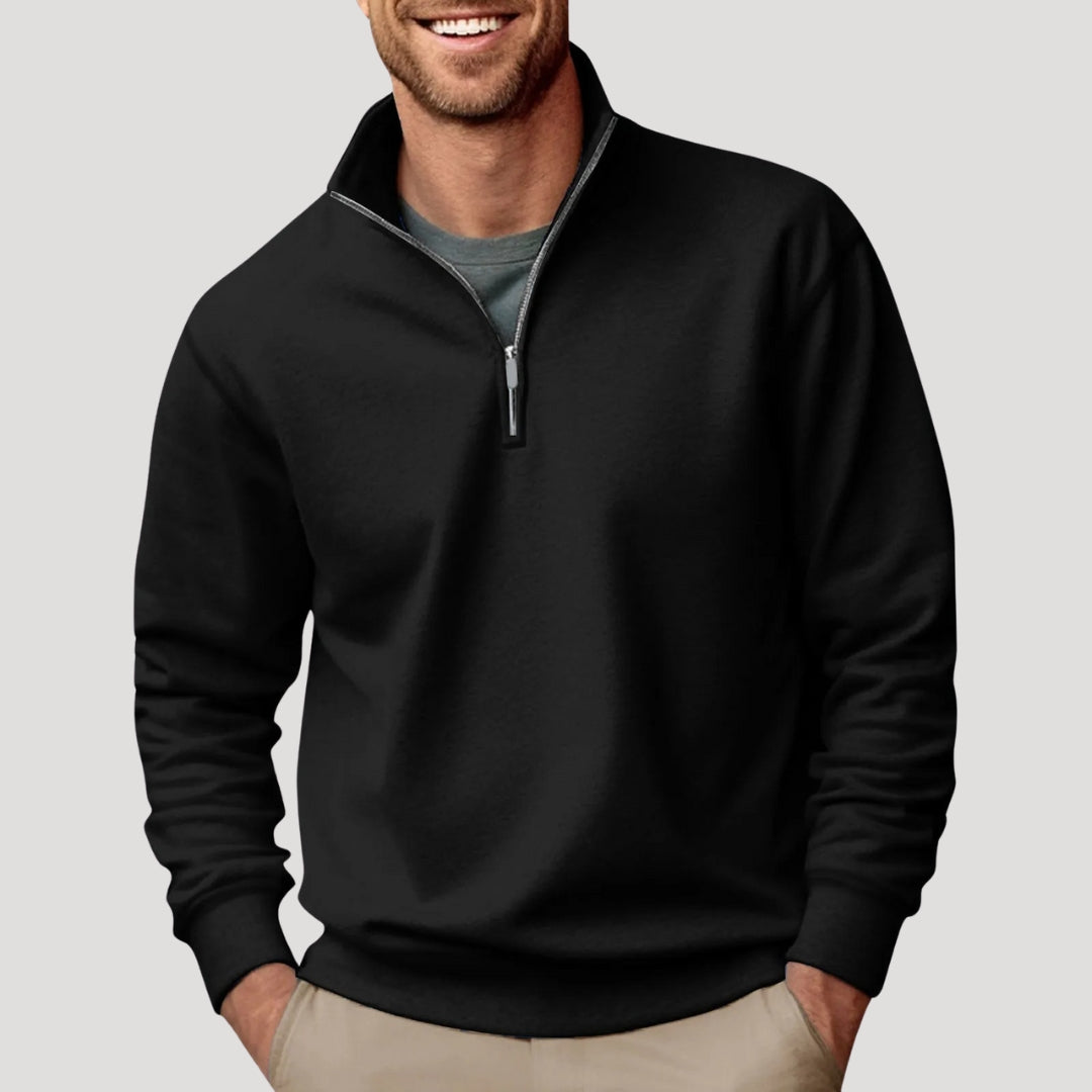 Men's Quarter Zip Stand Collar Pullover Sweatshirt