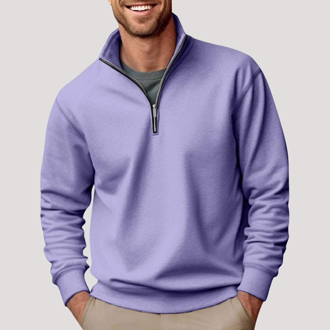 Men's Quarter Zip Stand Collar Pullover Sweatshirt
