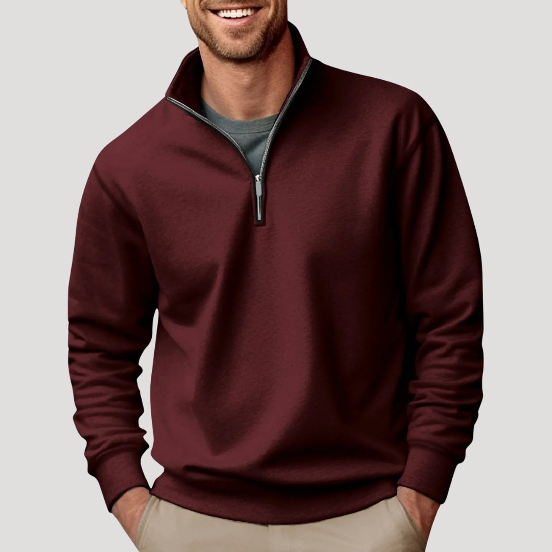 Men's Quarter Zip Stand Collar Pullover Sweatshirt