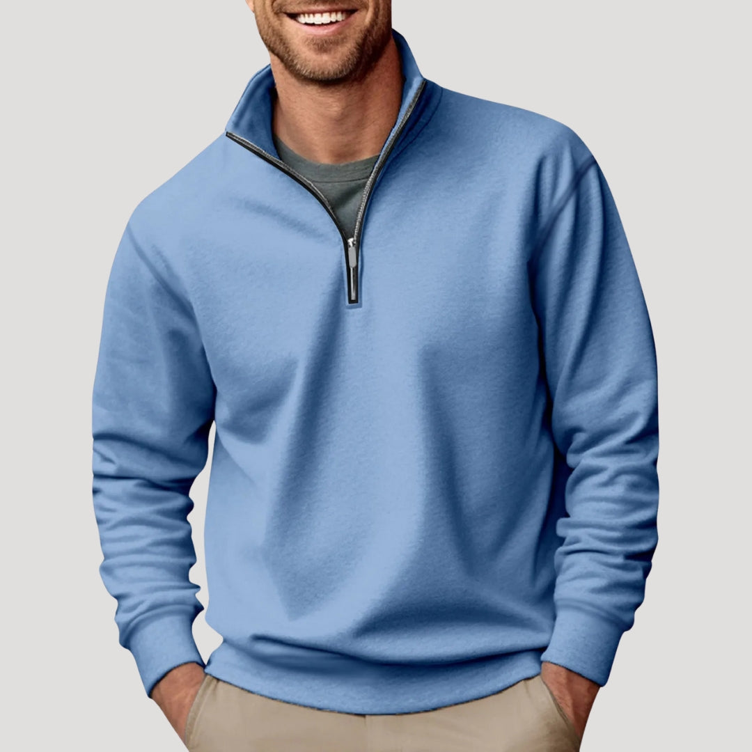 Men's Quarter Zip Stand Collar Pullover Sweatshirt