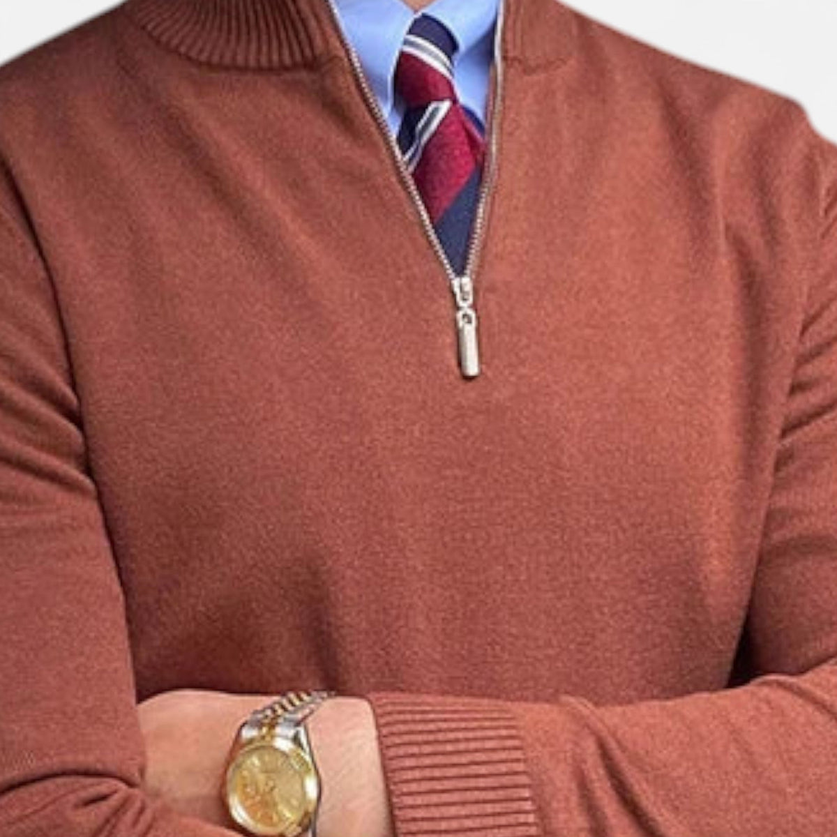 Men’s Slim Fit Half Zip Mock Neck Knit Sweater