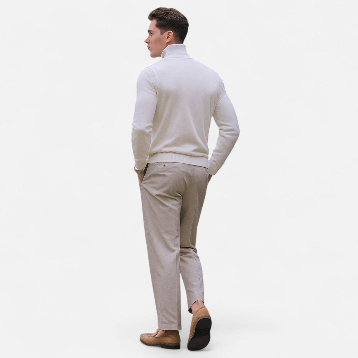 Men’s Slim Fit Half Zip Mock Neck Knit Sweater