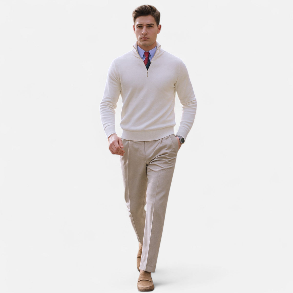 Men’s Slim Fit Half Zip Mock Neck Knit Sweater