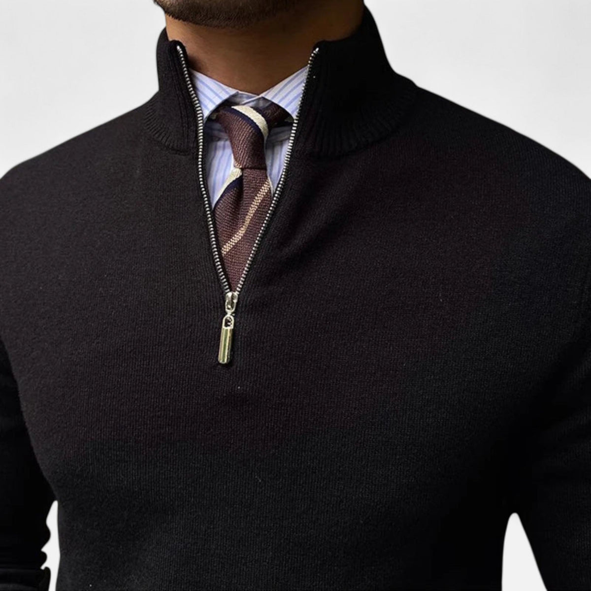 Men’s Slim Fit Half Zip Mock Neck Knit Sweater