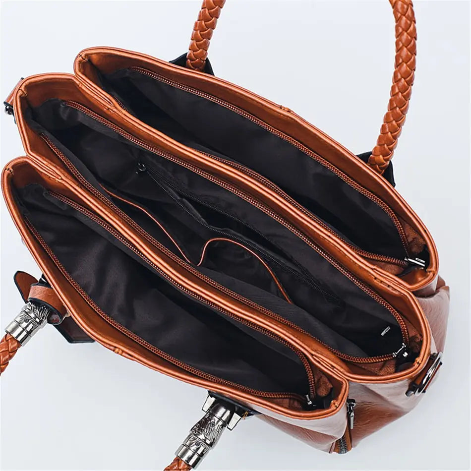 Women's Structured Braided Handle Crossbody Handbag