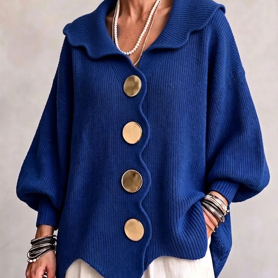 Women's Scalloped Collar Knit Cardigan