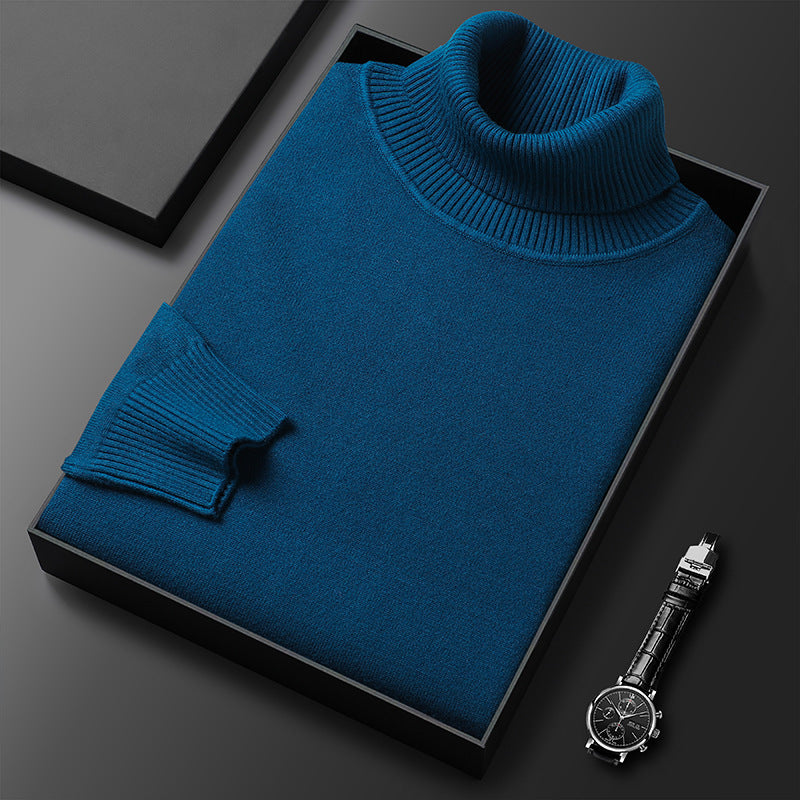 Pull en tricot côtelé à col roulé pour homme