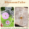 Clear pressed flower bookmark sheet with white floral outline designs