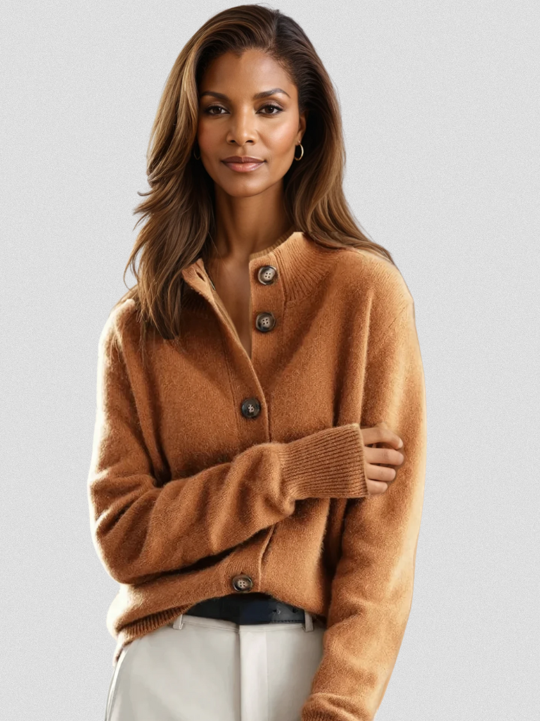 Women's Soft Knit Collared Button-Front Cardigan