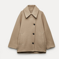 Trench-coat oversize court à col chemise pour femme