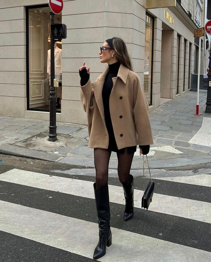 Trench-coat oversize court à col chemise pour femme
