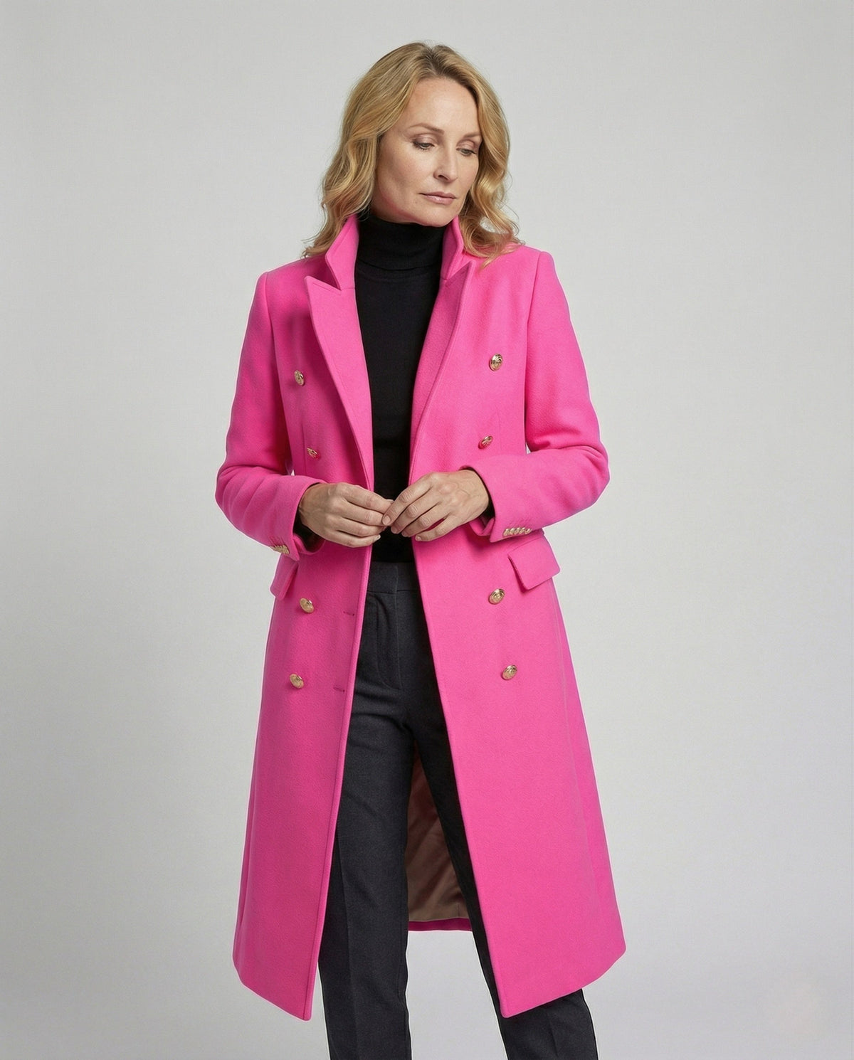 Women's Longline Double-Breasted Button Coat