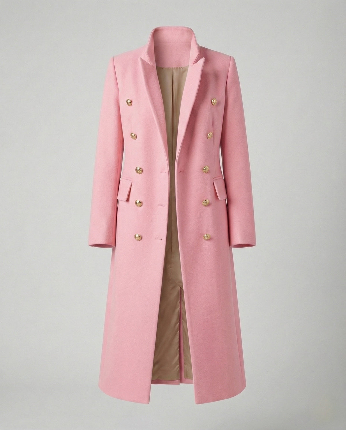Manteau long à double boutonnage et boutons pour femme