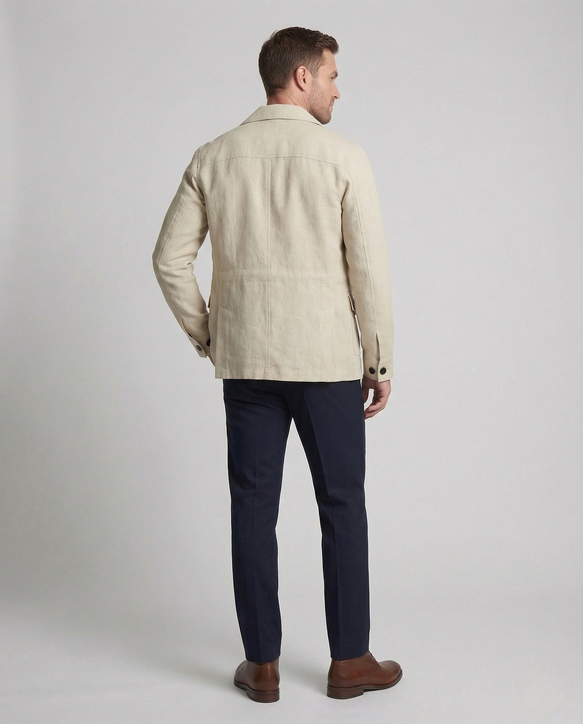 Men's Linen Blend Four-Pocket Safari Jacket