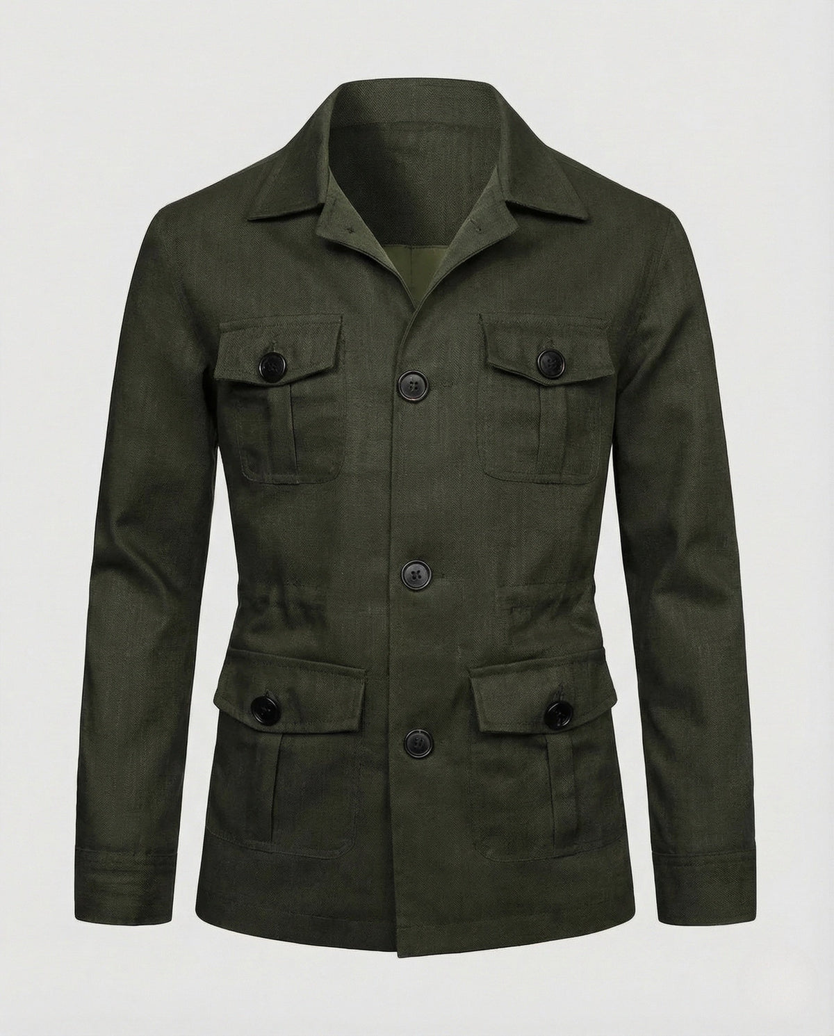 Veste safari pour homme en mélange de lin à quatre poches