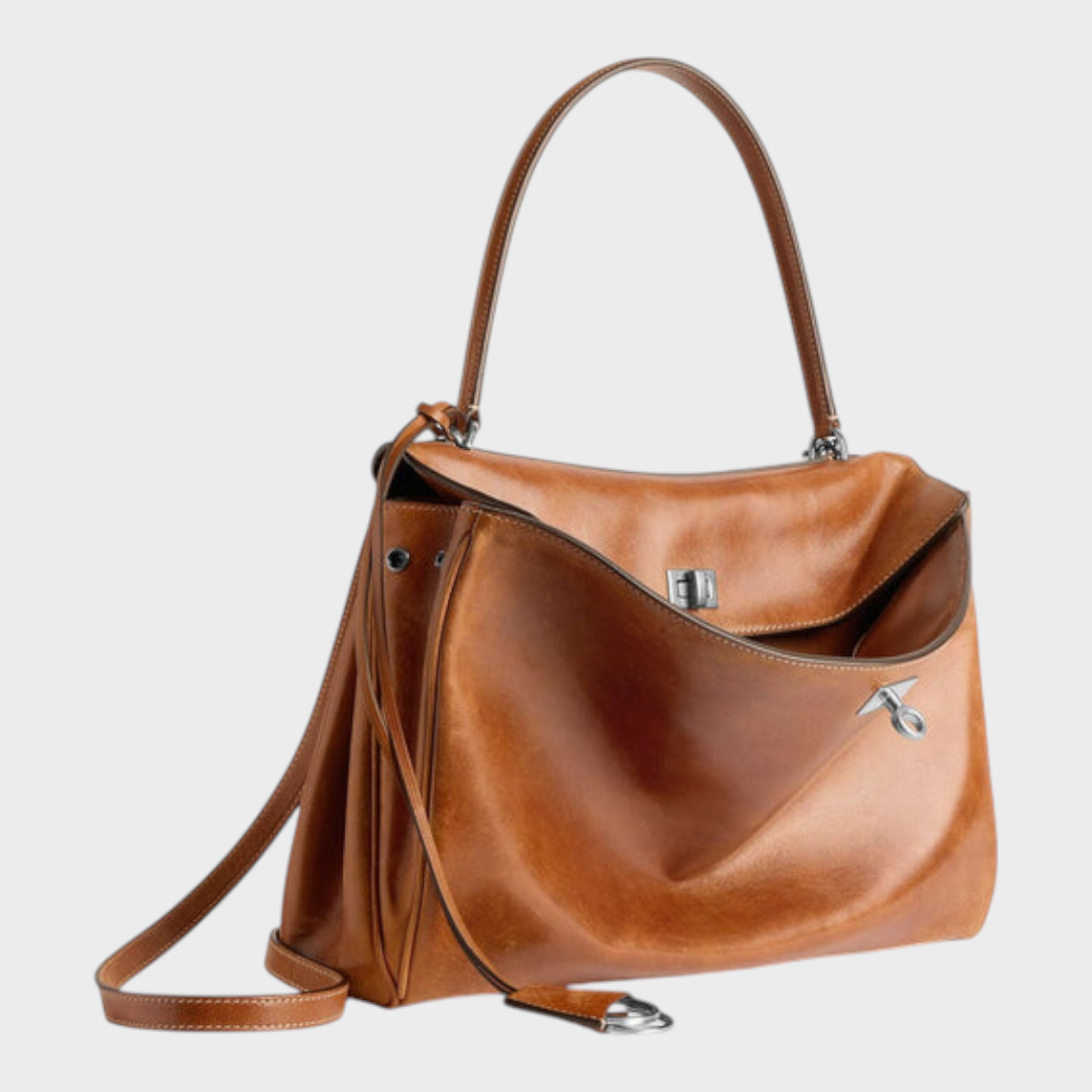 Sac à bandoulière pour femme, à rabat, poignée supérieure et fermoir à tourniquet