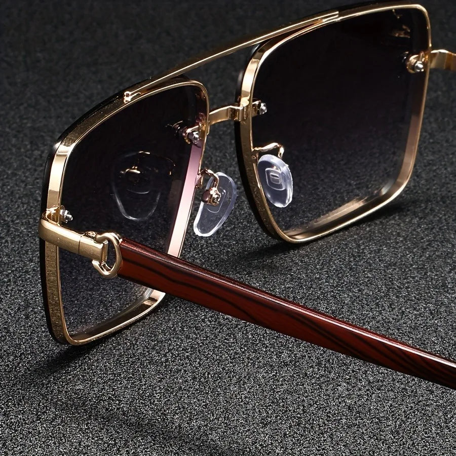 Square Rimless Sunglasses with Double Bridge