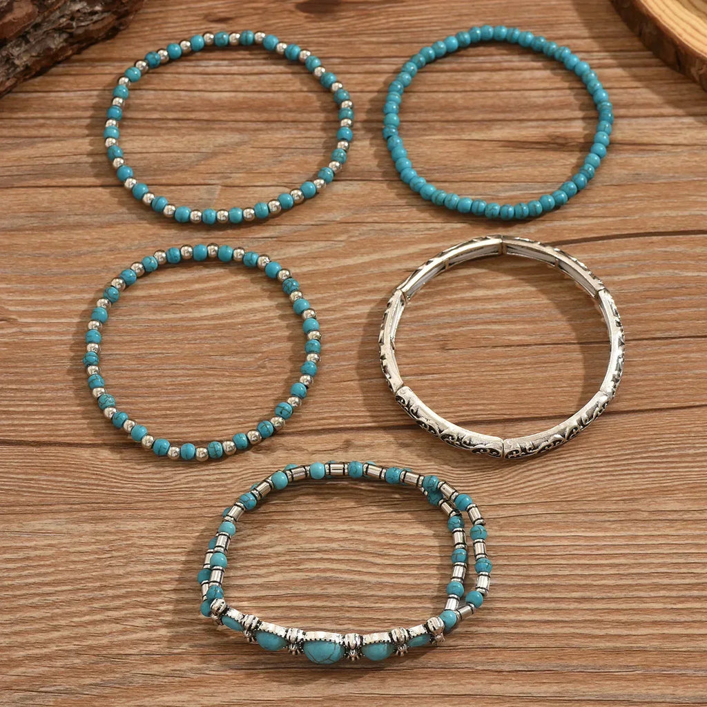 Boho Turquoise Beaded Layered Bracelet Set