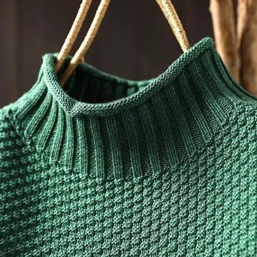Women's Oversized Textured Knit Mock Neck Jumper
