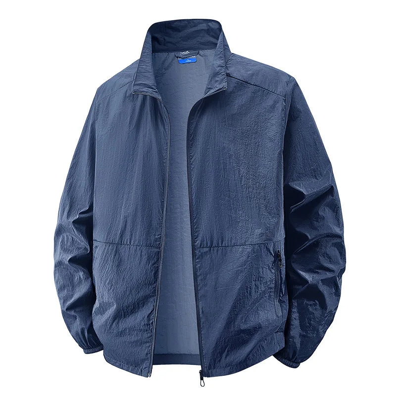 Veste légère pour homme à col montant et effet froissé