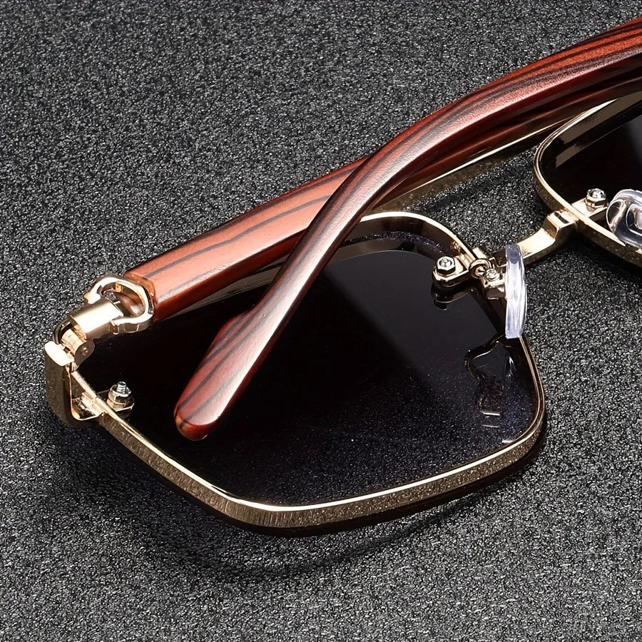 Square Rimless Sunglasses with Double Bridge