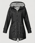 Imperméable à capuche rayé pour femme, doublé et à cordon de serrage