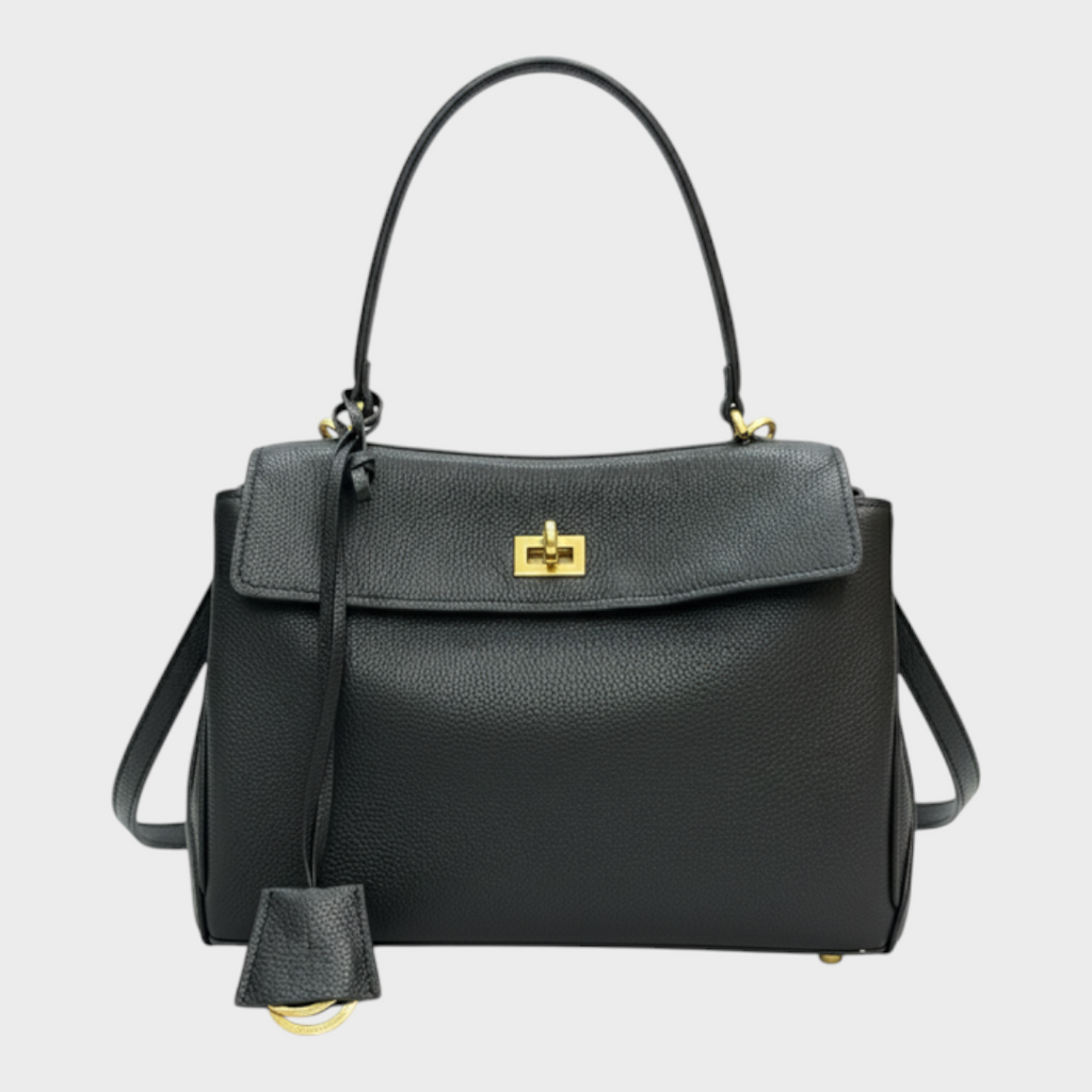 Sac à bandoulière pour femme, à rabat, poignée supérieure et fermoir à tourniquet