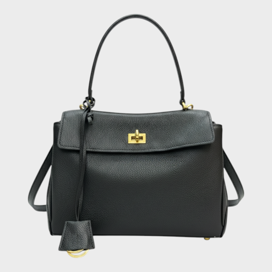 Sac à bandoulière pour femme, à rabat, poignée supérieure et fermoir à tourniquet