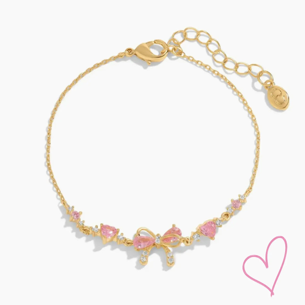 Bow Charm Crystal Chain Bracelet with Adjustable Clasp