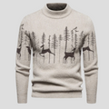 Men's Reindeer Forest Jacquard Mock Neck Knit Sweater
