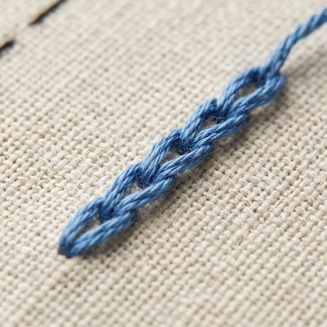 Open embroidery stitch sampler book kit with colourful threads and needles
