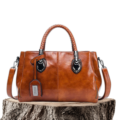 Women's Structured Braided Handle Crossbody Handbag